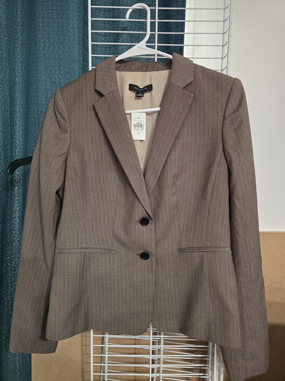 Ann Taylor Brown Pinstripe Tailored Blazer Brand NEW w/Tags